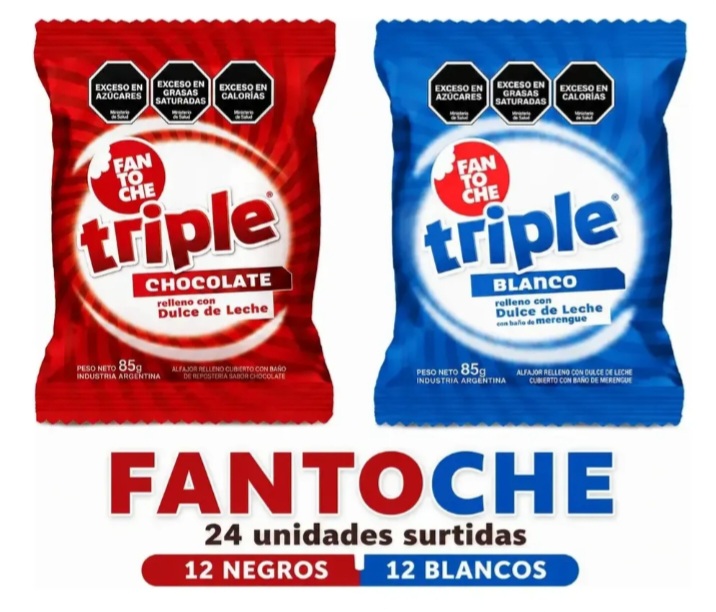 ALFAJOR FANTOCHE TRIPLE BLANCO/NEGRO
